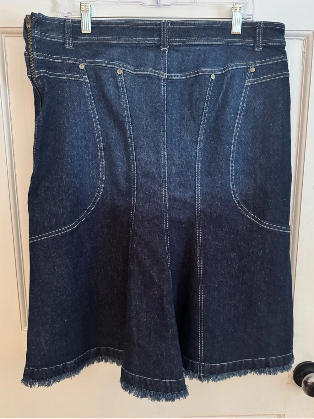 Anthropologie Pilcro Fluted Denim Midi Skirt Dark Wash Western, Women’s 14